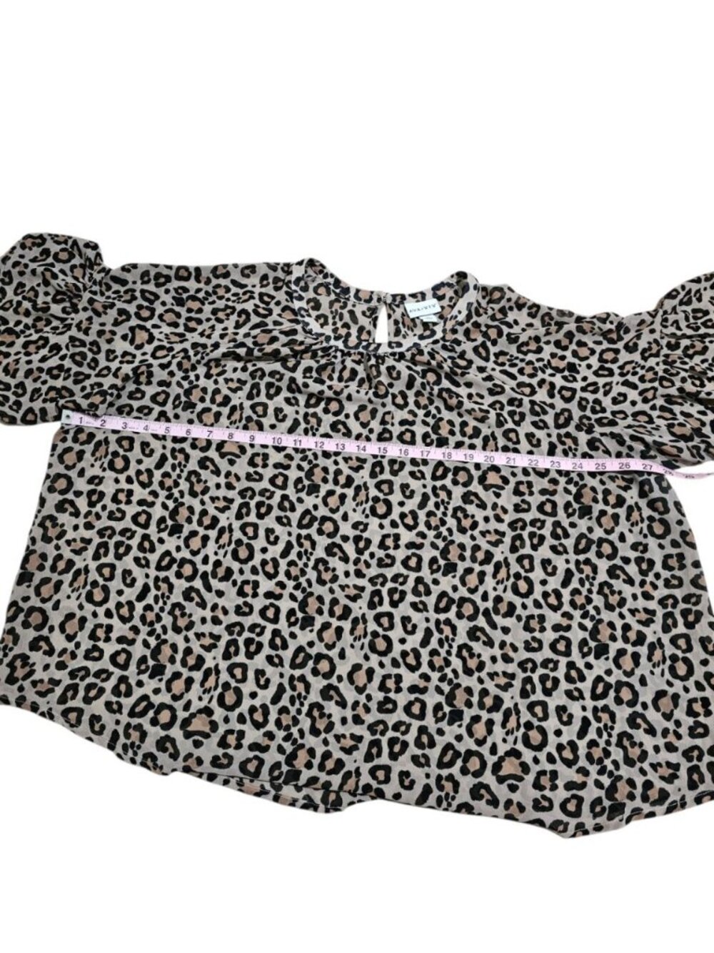 Ava & Viv Women 2X Leopard Print Blouse Ruffle Sleeve Sheer Boho Statement Top - Picture 7 of 7